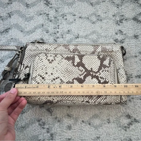 Margot New York Molly Crossbody Leather Bag Snake Skin Print - Picture 12 of 14